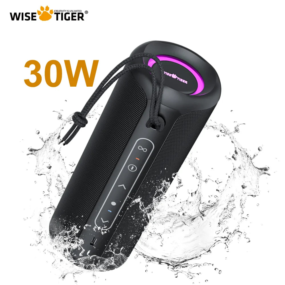 WISETIGER P3 Portable Bluetooth Speaker — 30W, IPX7 Waterproof, RGB Lights